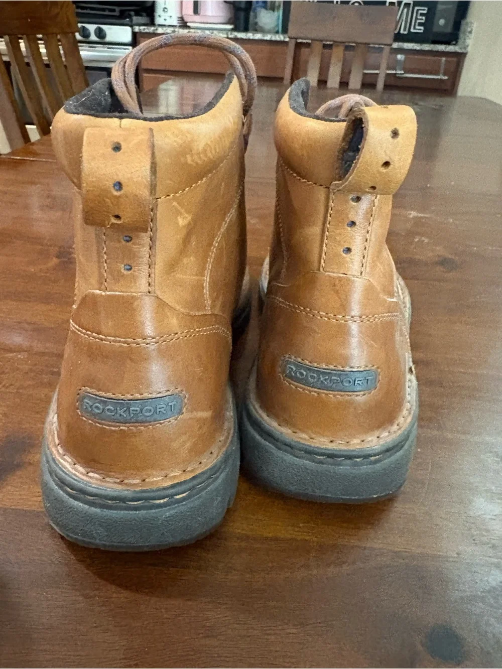 Men's Rockport Tan Leather Lace-Up Work Boots